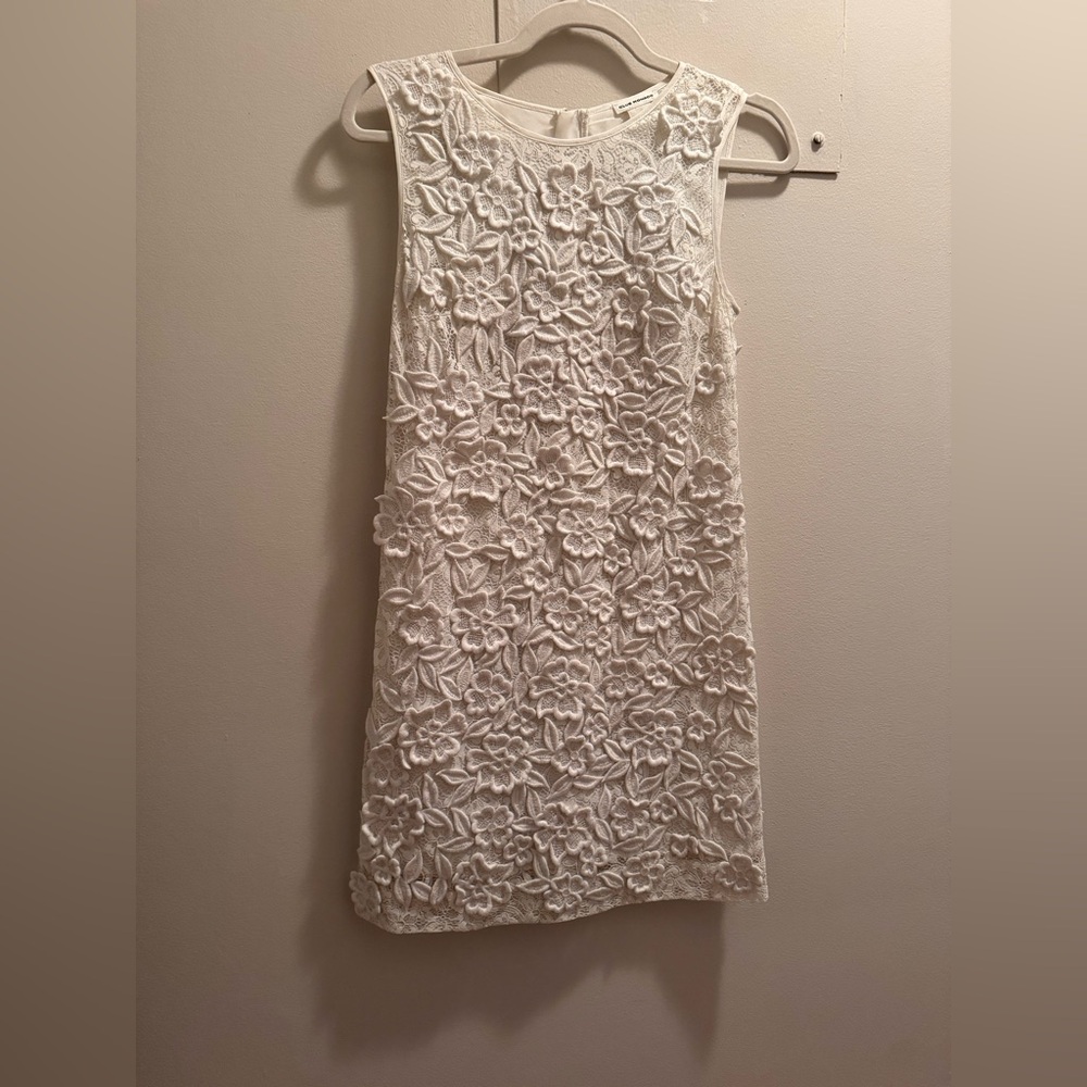 Club Monaco White Sheath Lace Floral Mini Dress Sleeveless
